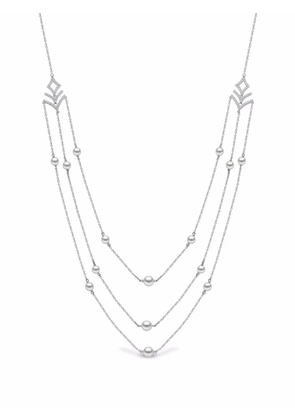Yoko London 18kt white gold Sleek Freshwater pearl diamond necklace - Silver