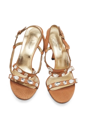 Dolce & Gabbana Pre-Owned crystal-embellished slingback sandals - Brown