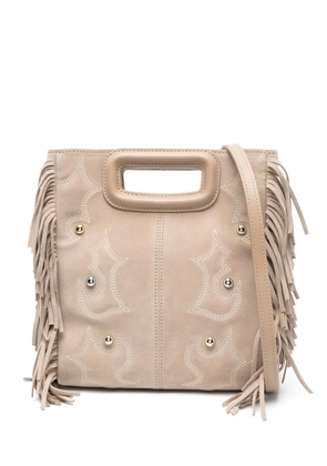 Maje M embellished fringed tote bag - Neutrals