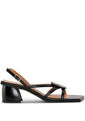 GANNI logo-plaque sandals - Black