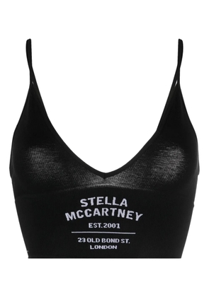 Stella McCartney logo-print ribbed knit bra - Black