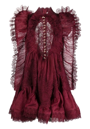 ZIMMERMANN Kaleidoscope doily-ruffle mini dress - Red