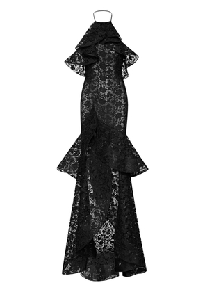 Oscar de la Renta Gardenia guipure-lace ruffled gown - Black