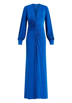 Badgley Mischka ruched v-neck dress - Blue