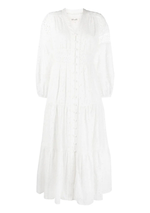 DVF Diane von Furstenberg point d'esprit open -knit midi dress - White