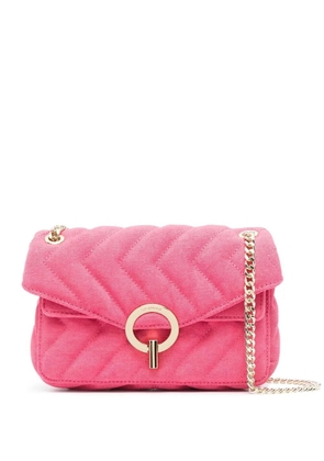 SANDRO matelassé-effect engraved-logo shoulder bag - Pink