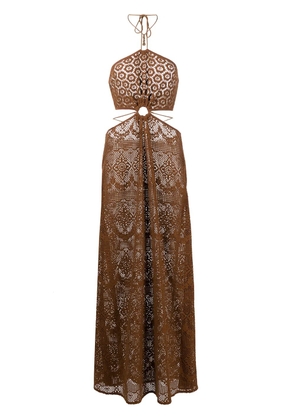 Simkhai open-knit halterneck maxi dress - Brown