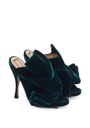 Nº21 Knot velvet sandals - Green