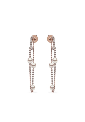 Yoko London 18K rose gold freshwater pearl and diamond earrings - Pink