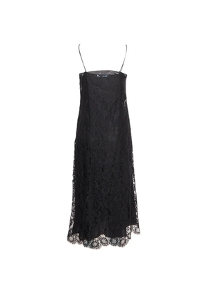 Prada Pre-Owned logo-print lace midi dress - Black