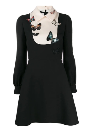 Valentino Garavani embroidered butterfly flared dress - Black