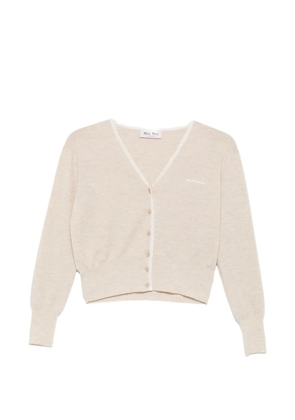 Miu Miu lace-trim cropped cardigan - Neutrals