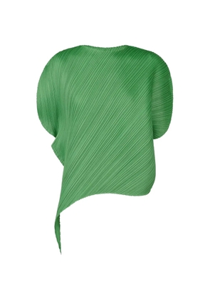 Pleats Please Issey Miyake Leaf asymmetric pleated blouse - Green