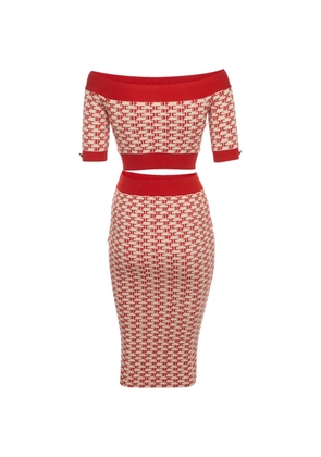 Elisabetta Franchi monogram jacquard set - Red