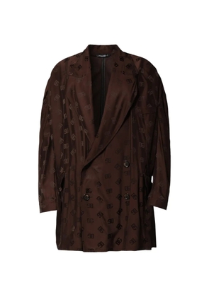Dolce & Gabbana logo-monogram double-breasted coat - Brown
