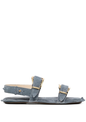 Nanushka raw-cut edge leather sandals - Blue
