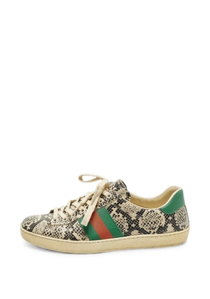 Gucci Pre-Owned Ace python-embossed low-top sneakers - Neutrals