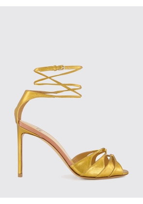 FRANCESCO RUSSO Laminated Leather High-Heeled Sandals with Ankle Strap