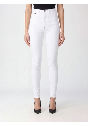 PHILIPP PLEIN High-Waisted Skinny Cropped Jeans in Stretch Denim with Logo