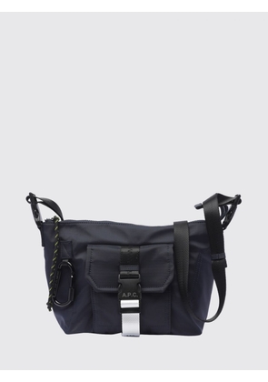 A. P.C. Blue Nylon Crossbody Bag with Applied Logo and Zip Closure