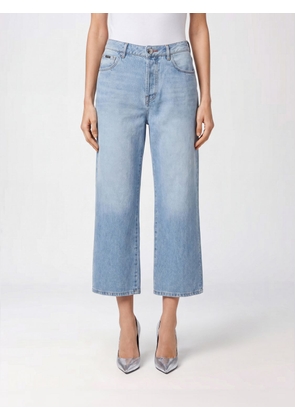 PHILIPP PLEIN High-Waisted Wide Leg Cropped Stretch Denim Jeans