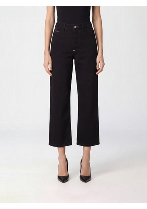 PHILIPP PLEIN High-Waisted Wide Leg Cropped Stretch Denim Jeans