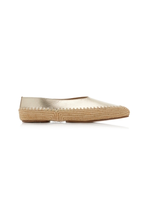 Gabriela Hearst Strength Metallic Leather and Raffia Flats - Moda Operandi