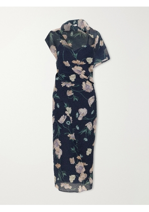 Erdem - Floral-printed Organza-cloquè Midi Dress - Blue - UK 6,UK 8,UK 10,UK 12,UK 14,UK 16