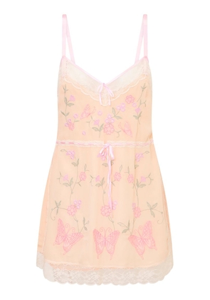 LoveShackFancy Nouvelle Embroidered Silk Mini Dress - Moda Operandi