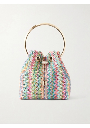 Jimmy Choo - Bon Bon Striped Woven Raffia Bucket Bag - Multi - One size
