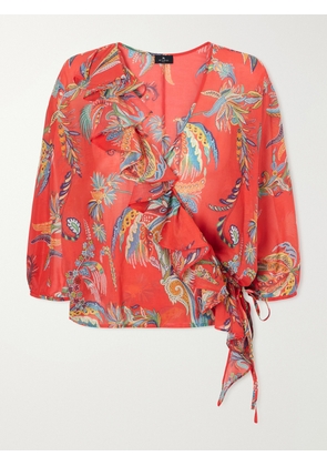 Etro - Ruffled Printed Cotton Blouse - Red - IT36,IT38,IT40,IT42,IT44,IT46,IT48,IT50