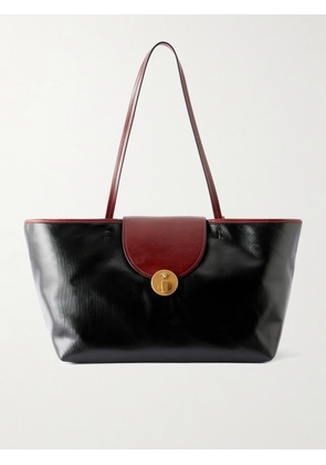 Versace - Vivienne Medusa-embellished Leather-trimmed Coated Canvas Tote - Black - One size