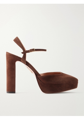 Aquazzura - Amira 110 Suede Platform Pumps - Brown - IT35,IT36,IT36.5,IT37,IT37.5,IT38,IT38.5,IT39,IT39.5,IT40,IT40.5,IT41,IT41.5,IT42