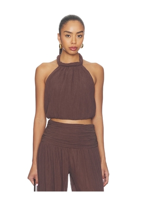 Camila Coelho Mirelle Top in Chocolate. Size S. Also in XS, M, L, XL.