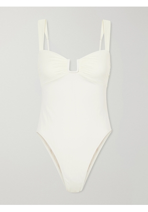 Away That Day - Cannes Gathered Recycled Stretch Swimsuit - Neutrals - x small,small,medium,large
