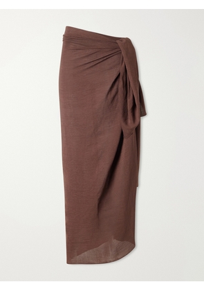 Away That Day - Gathered Gauze Coverup - Brown - One size