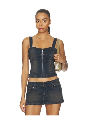 Abrand Denim Bustier in Black. Size S. Also in XXS, XS, M, L, XL, XXL.