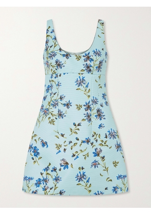 Emilia Wickstead - Floral-printed Twill Mini Dress - Blue - UK 4,UK 6,UK 8,UK 10,UK 12,UK 14