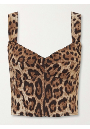 Dolce & Gabbana - Cropped Leopard-print Stretch-canvas Bustier Top - Animal Print - IT36,IT38,IT40,IT42,IT44