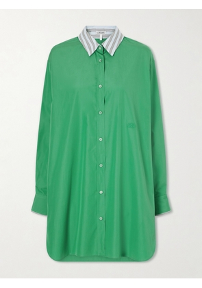 LOEWE - Logo-embroidered Cotton-poplin Midi Shirt Dress - Green - FR 32,FR 34,FR 36,FR 38,FR 40,FR 42,FR 44