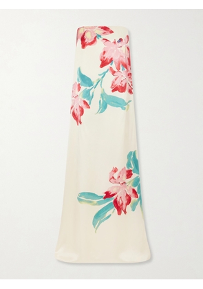 Rebecca Vallance - Sunblush Bloom Floral-print Silk Gown - Yellow - UK 4,UK 6,UK 8,UK 10,UK 12,UK 14