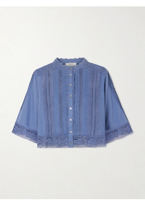 Sea - Pippa Crochet-trimmed Cotton Blouse - Blue - xx small,x small,small,medium,large,x large