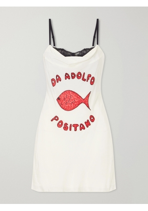 STAUD - Evangeline Lace-trimmed Embellished Silk Mini Dress - White - US0,US2,US4,US6,US8,US10