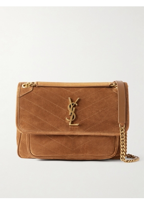 SAINT LAURENT - Niki Suede Shoulder Bag - Brown - One size