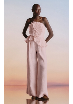 Andres Otalora Imara Pleated Linen Top - Moda Operandi