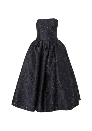 Carolina Herrera Strapless Floral Bouquet Lurex Midi Dress - Moda Operandi