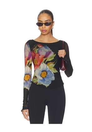 Free People Lilly Printed Long Sleeve Top in Black. Size XS. Also in S, M, L, XL.