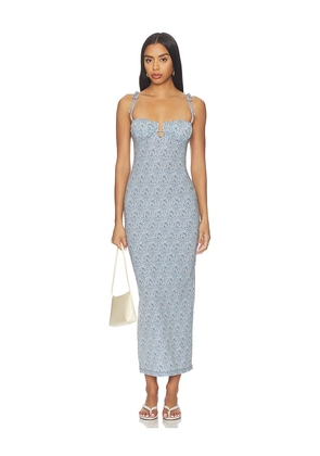 Montce Petal Long Slip Dress in Blue. Size XS. Also in S, M, L, XL.