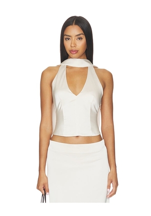 LIONESS Front Row Halter Top in Cream. Size S. Also in XXS, XS, M, L, XL, XXL.