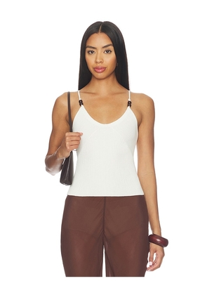L'Academie Kennji Beaded Knit Tank in White. Size XXS. Also in XS, S, M, L, XL.